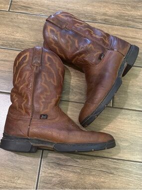 JUSTIN 9018 MENS BROWN LEATHER WESTERN WORK BOOTS SIZE 9EE